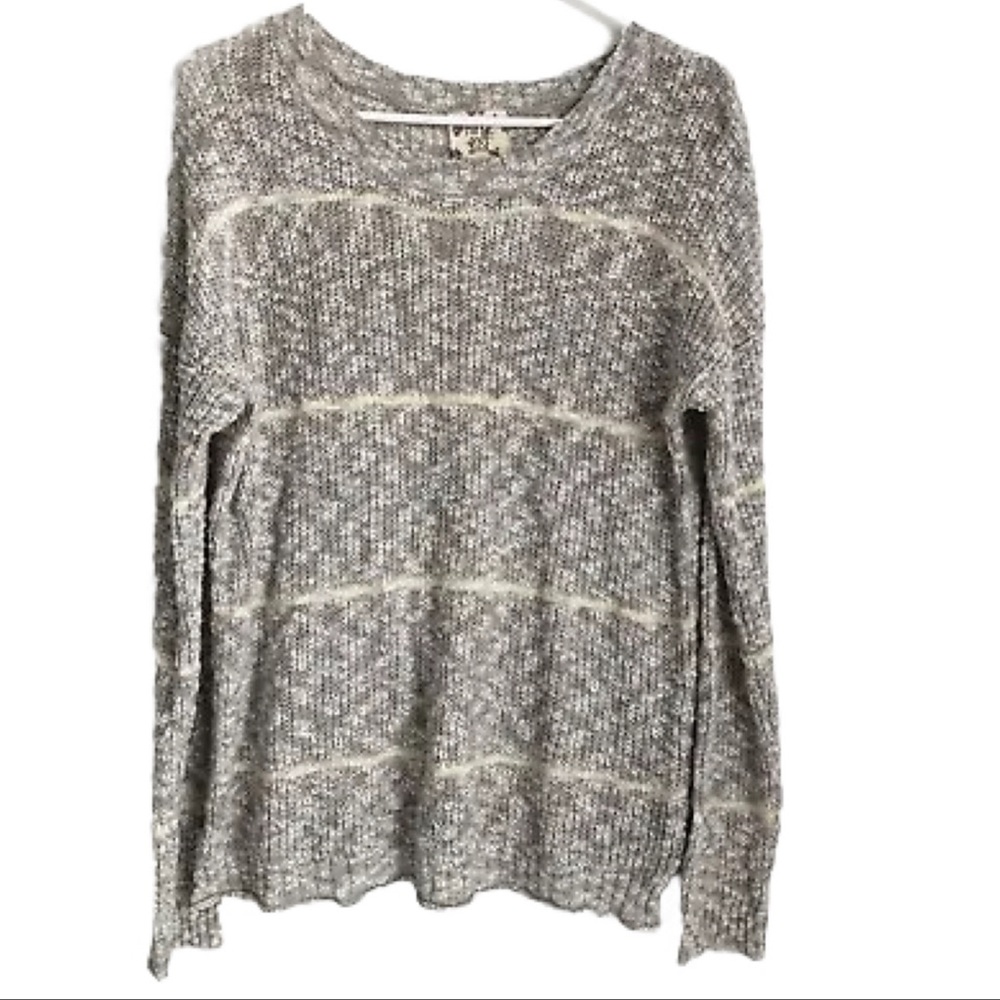 Hippie Rose Knit Stripe Monochrome Long Sleeve Crew Neck Sweater Top XL